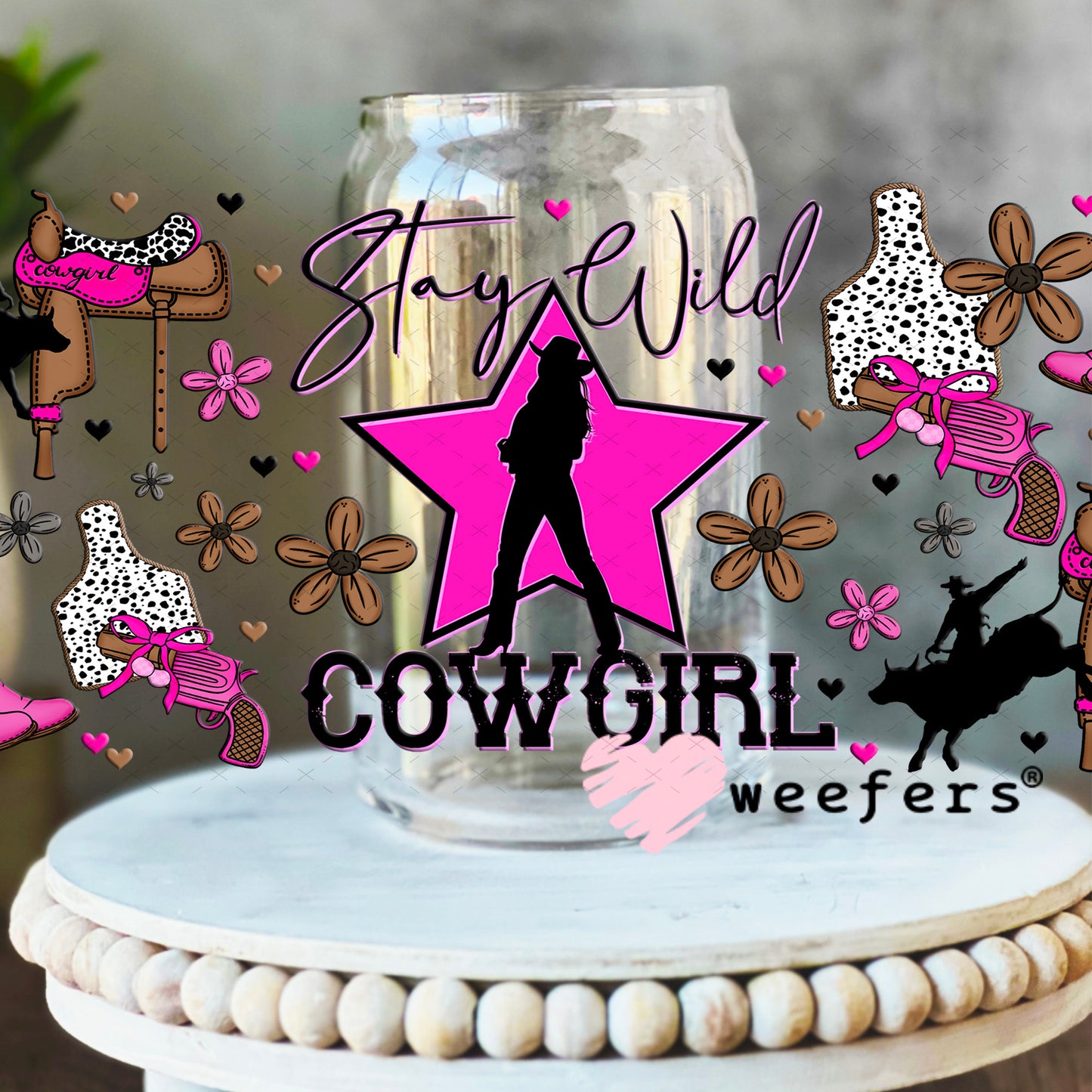 UV DTF Cup Wrap – Stay Well Cowgirls 16oz Libbey Glass Original Size Weefers