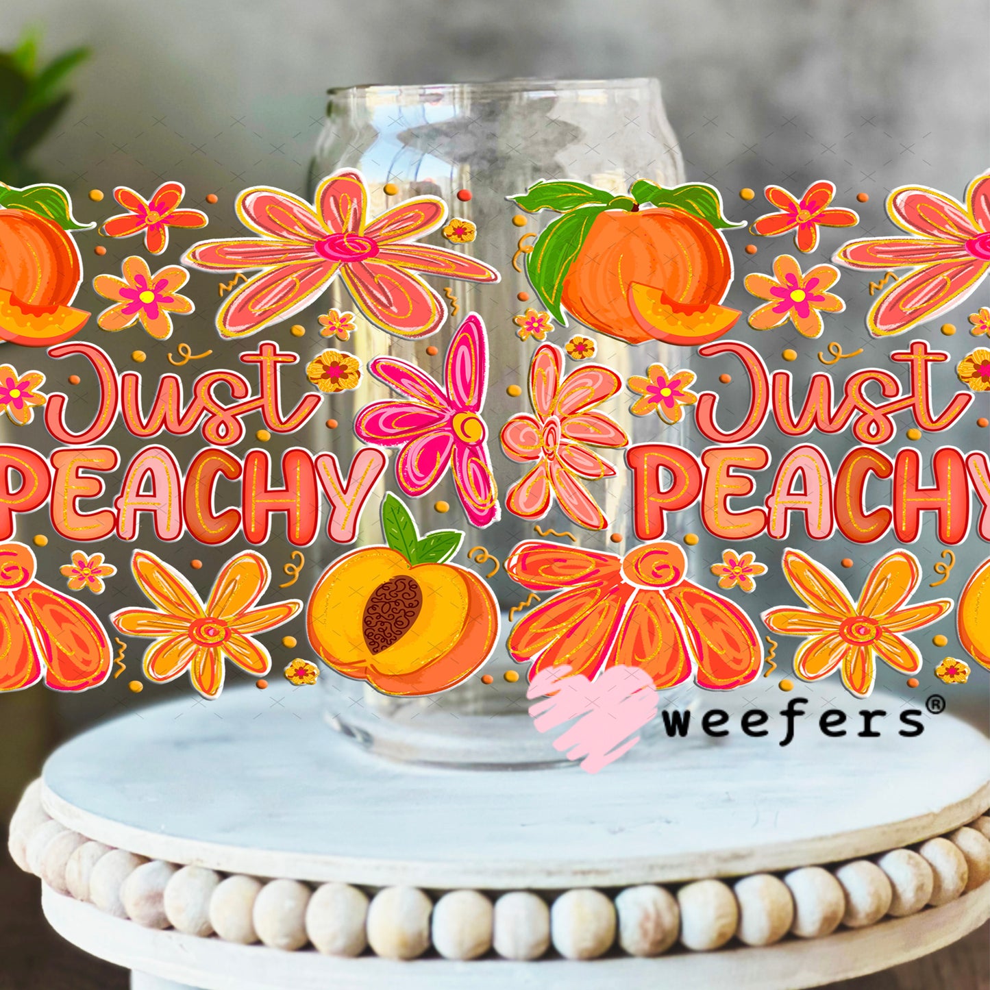 UV DTF Cup Wrap – Just Peachy 16oz Libbey Glass Original Size Weefers