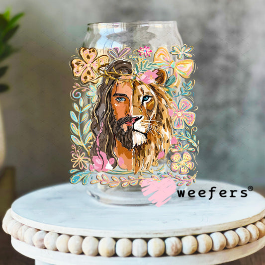 UV DTF Decal - Jesus Lion 16oz Libbey Glass Original Size Weefers
