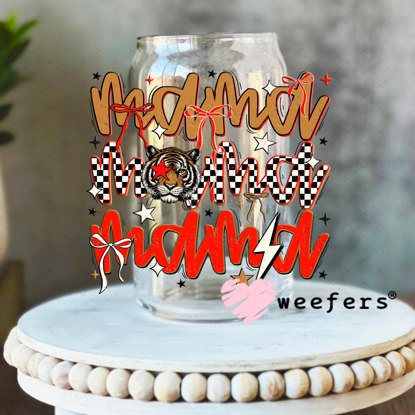 UV DTF Decal - Mama Stacked Western 16oz Libbey Glass Original Size Weefers