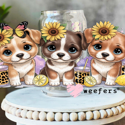 UV DTF Cup Wrap – Puppy Dog Friends 16oz Libbey Glass Original Size Weefers