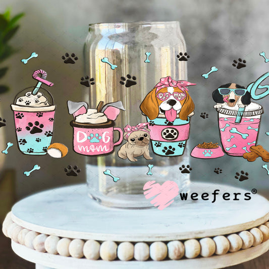 UV DTF Cup Wrap – Dog Mom Coffee Cups 16oz Libbey Glass Original Size Weefers