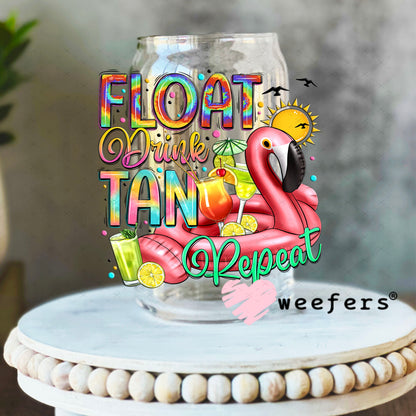 UV DTF Decal - Float Drink Tan Repeat 16oz Libbey Glass Original Size Weefers