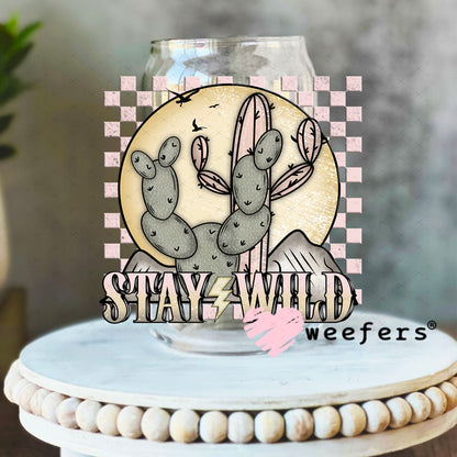 UV DTF Decal - Stay Wild Cactus 16oz Libbey Glass Original Size Weefers