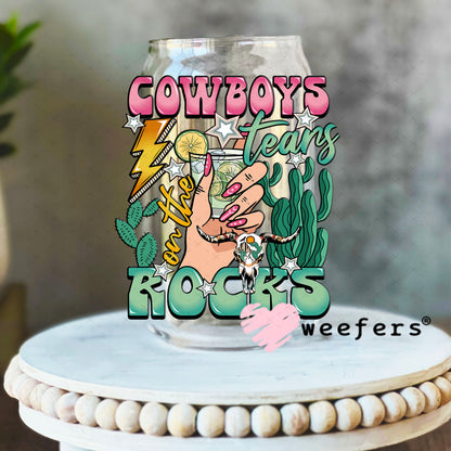 UV DTF Decal -Cowboy Tears 16oz Libbey Glass Original Size Weefers