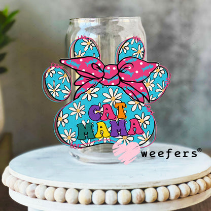 UV DTF Decal -Cat Mama Paw 16oz Libbey Glass Original Size Weefers