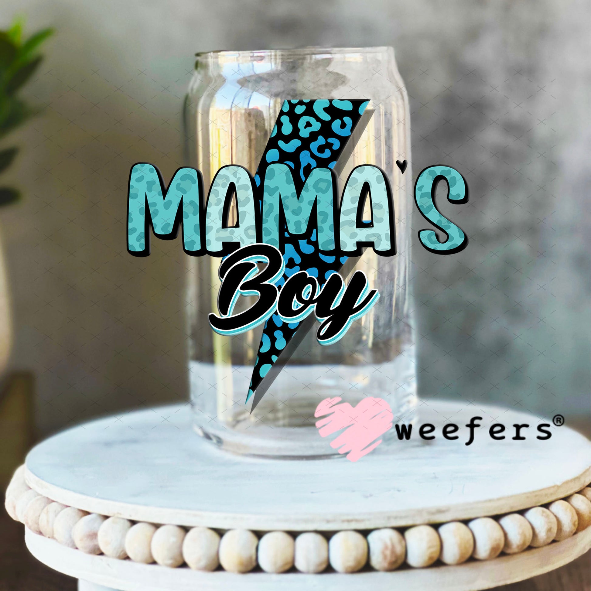 UV DTF Decal - Mama's Boy 16oz Libbey Glass Original Size Weefers