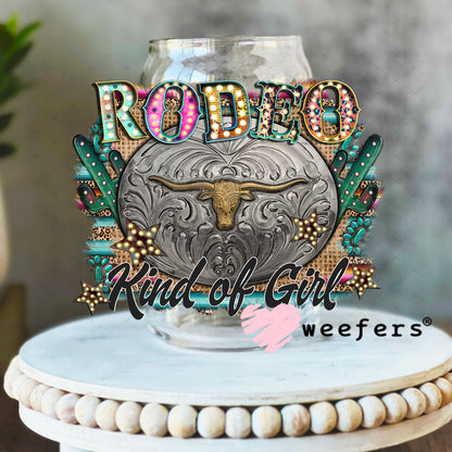 UV DTF Decal - Rodeo Kind of Girl 16oz Libbey Glass Original Size Weefers
