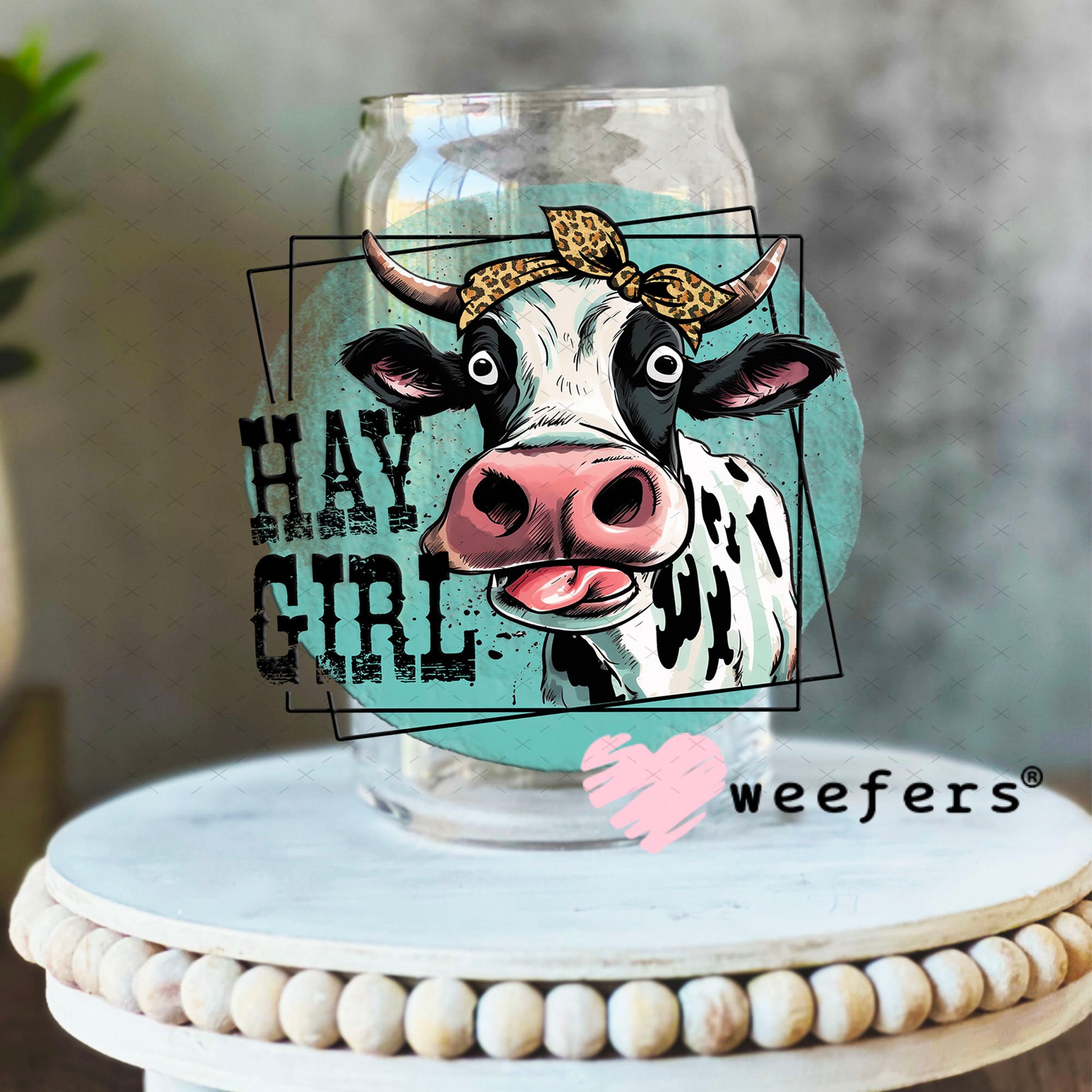 UV DTF Decal - Hay Girl 16oz Libbey Glass Original Size Weefers