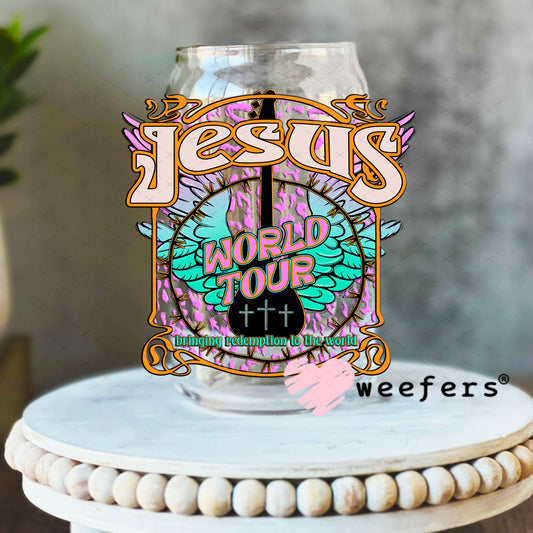 UV DTF Decal - Jesus World Tour 16oz Libbey Glass Original Size Weefers