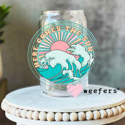 UV DTF Decal - Here Comes the Sun 16oz Libbey Glass Original Size Weefers