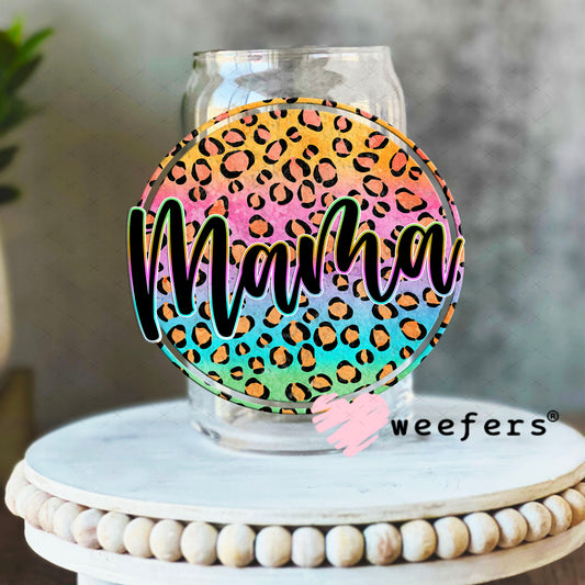 UV DTF Decal - Mama Cheetah Ombre 16oz Libbey Glass Original Size Weefers