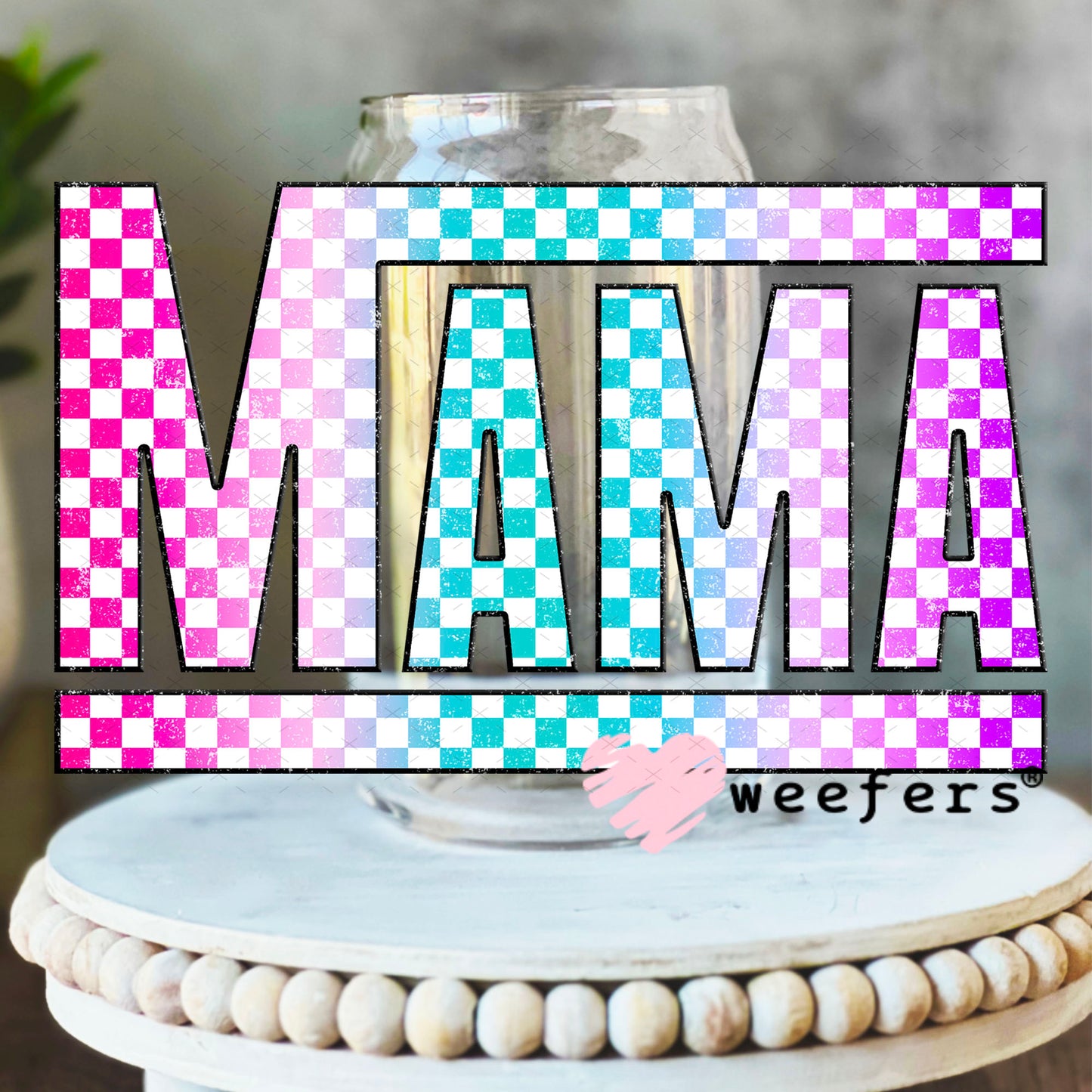 UV DTF Decal - Mama Retro 16oz Libbey Glass Original Size Weefers