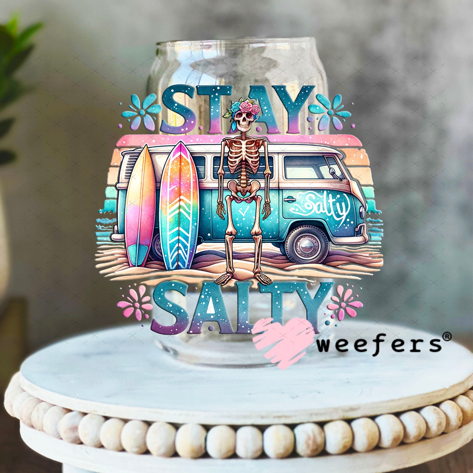 UV DTF Decal - Stay Salty 16oz Libbey Glass Original Size Weefers