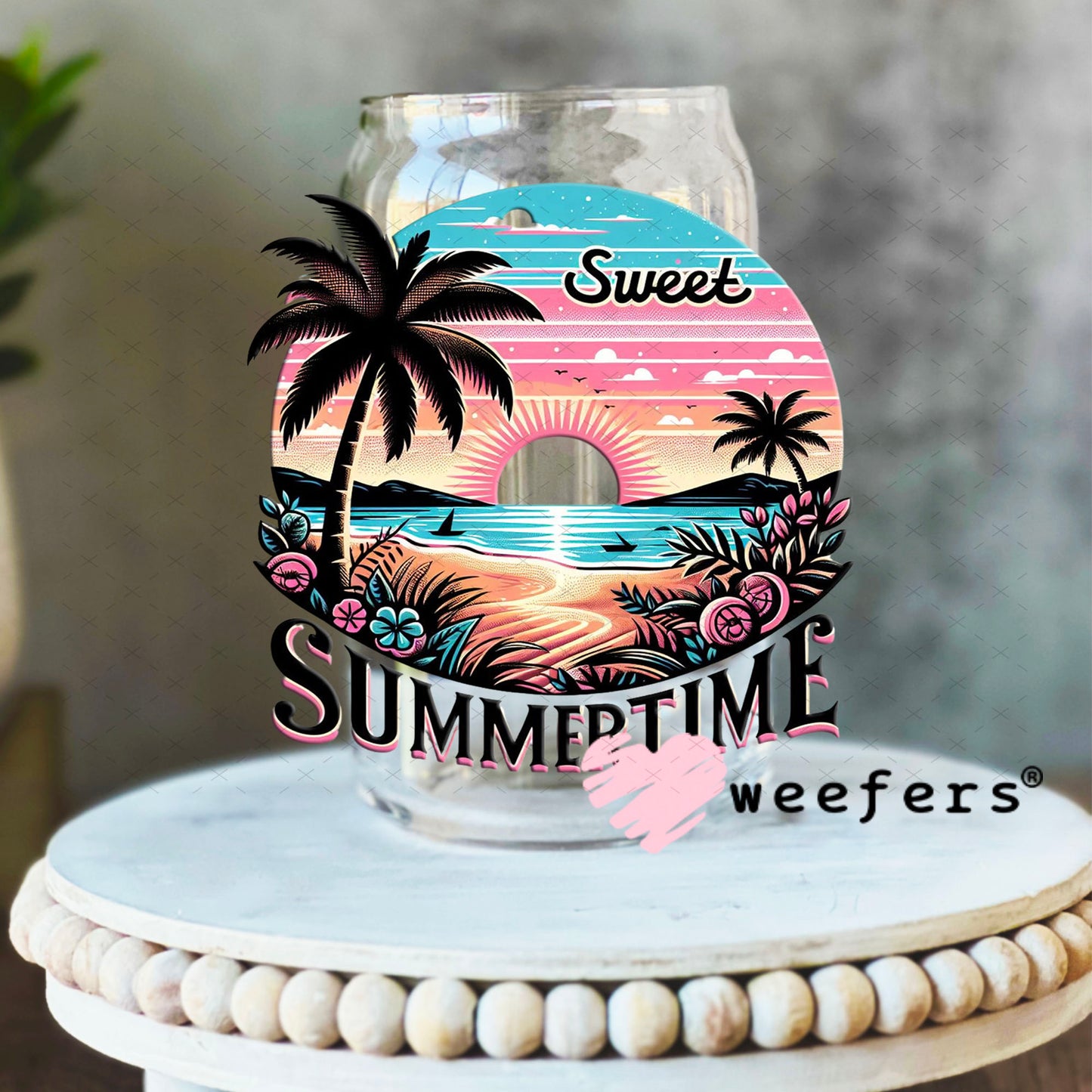 UV DTF Decal - Summertime 16oz Libbey Glass Original Size Weefers