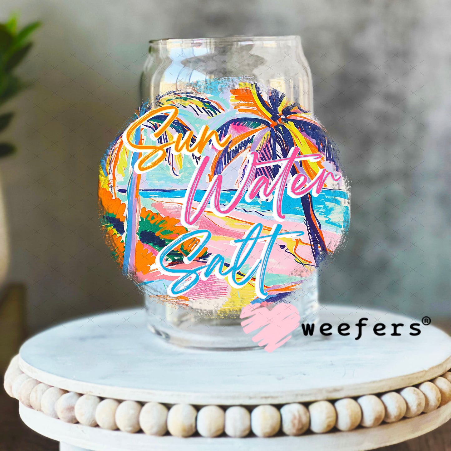 UV DTF Decal - Sun Water Salt 16oz Libbey Glass Original Size Weefers