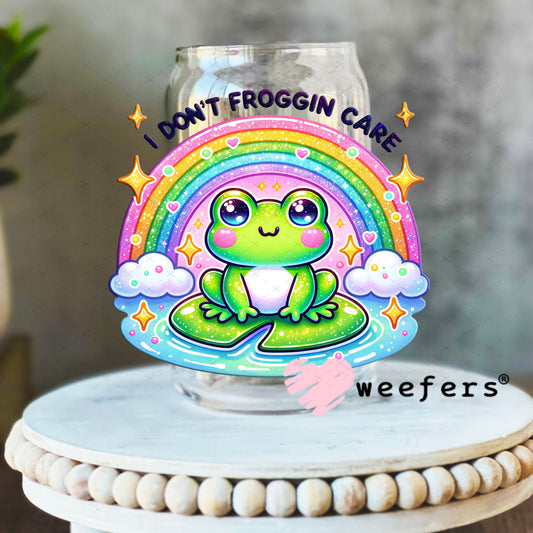 UV DTF Decal - I Don't Froggin' Care 16oz Libbey Glass Original Size Weefers