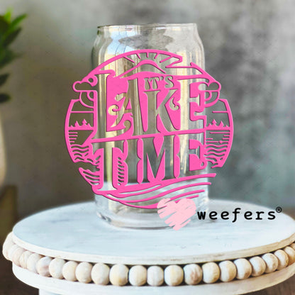 UV DTF Decal - Lake Time Pink 16oz Libbey Glass Original Size Weefers