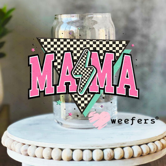UV DTF Decal - Mama Pink Lightening Bolt 16oz Libbey Glass Original Size Weefers