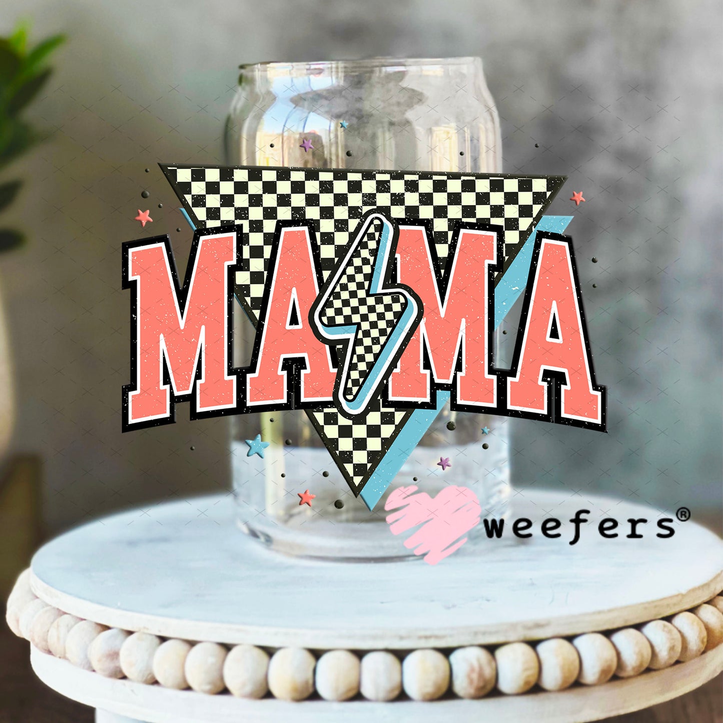 UV DTF Decal - Mama Salmon Lightening Bolt 16oz Libbey Glass Original Size Weefers