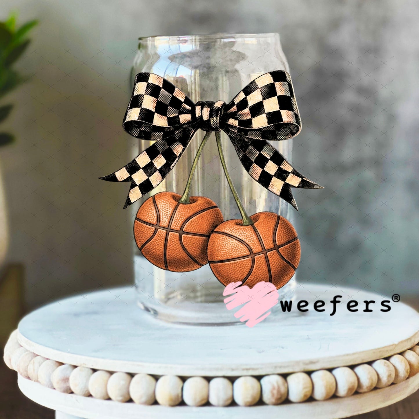 UV DTF Decal - Basketball Cherry 16oz Libbey Glass Original Size Weefers
