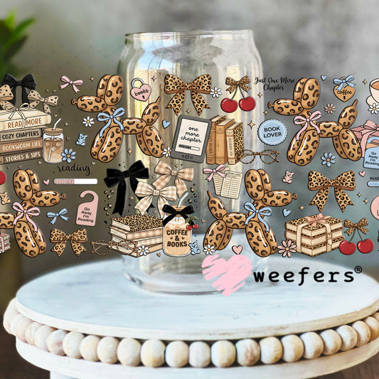 UV DTF Cup Wrap – Leopard Balloon Dog Book Lover 16oz Libbey Glass Original Size Weefers