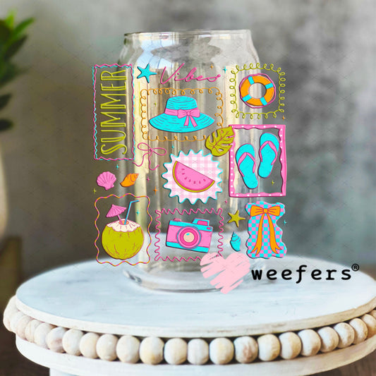 UV DTF Decal - Summer Vibes 16oz Libbey Glass Original Size Weefers