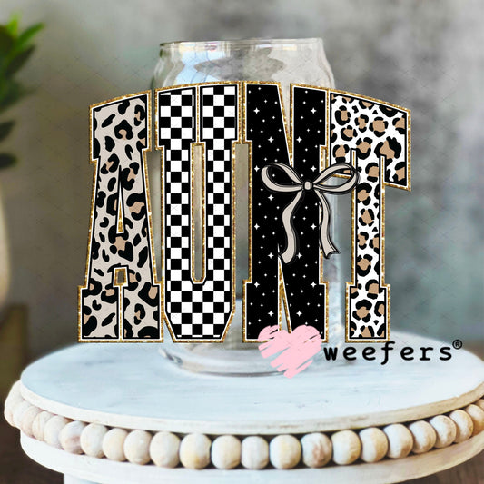 UV DTF Decal - Leopard Aunt 16oz Libbey Glass Original Size Weefers
