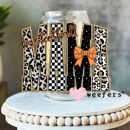 UV DTF Decal - Leopard Basketball Mama 16oz Libbey Glass Original Size Weefers