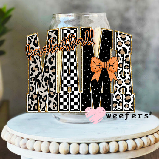 UV DTF Decal - Leopard Basketball Mama 16oz Libbey Glass Original Size Weefers