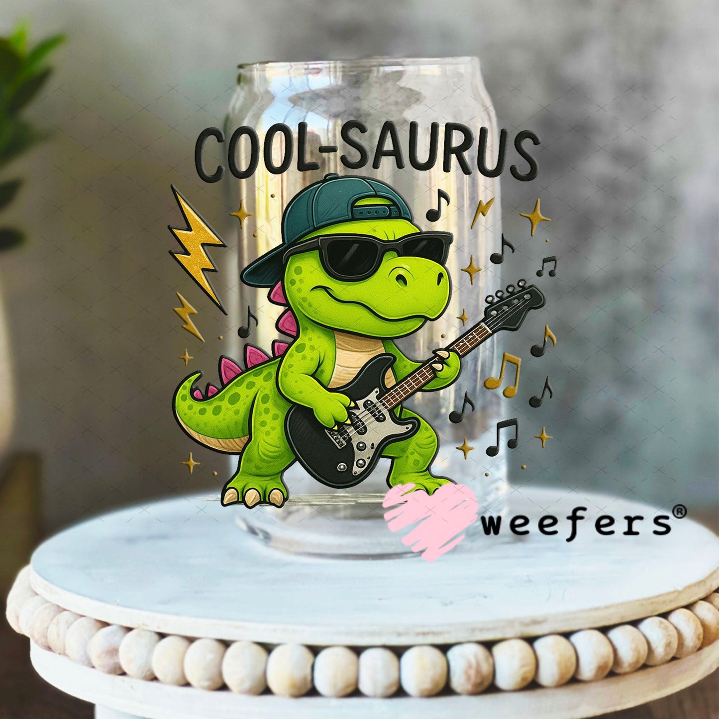 UV DTF Decal - Cool-Saurus 16oz Libbey Glass Original Size Weefers
