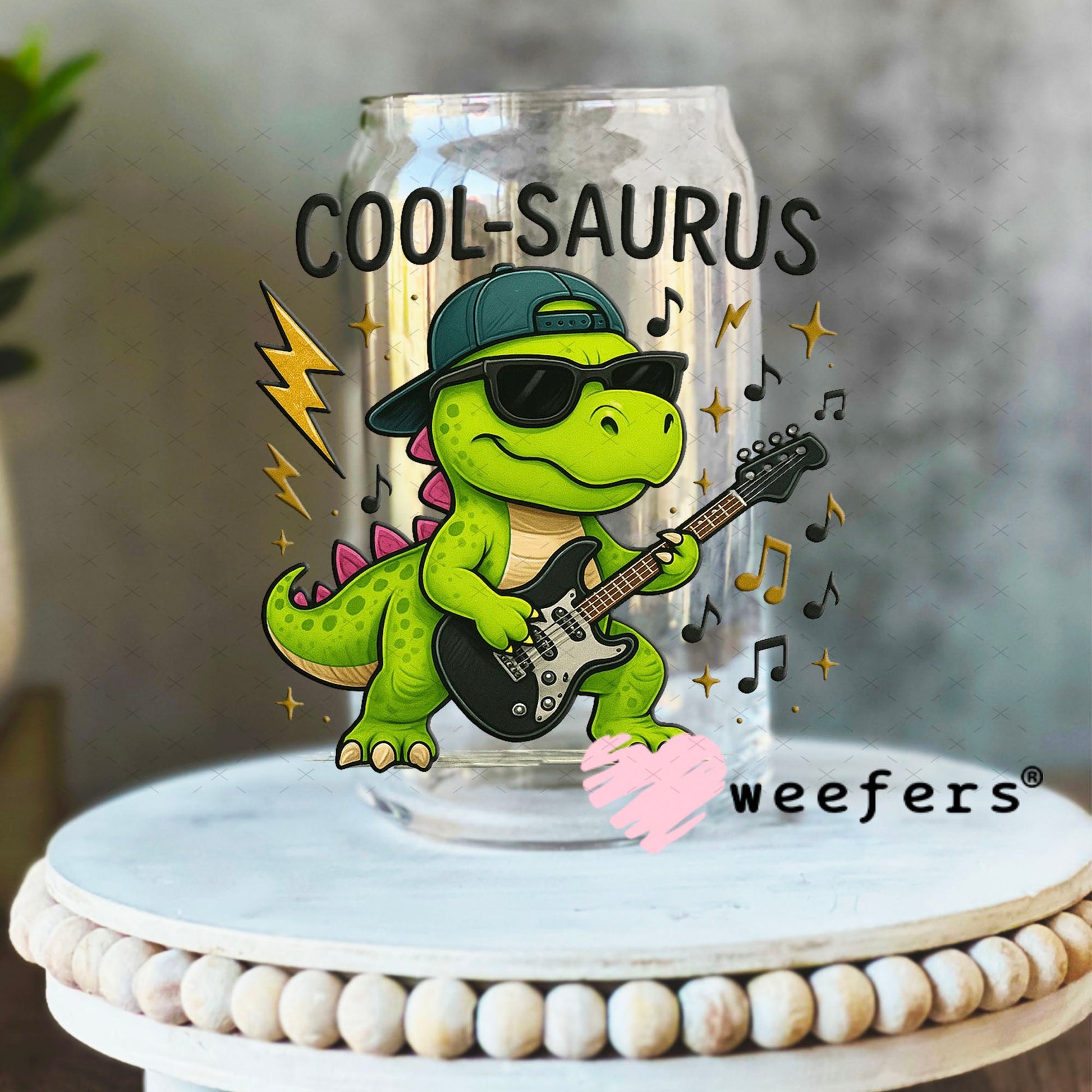 UV DTF Decal - Cool-Saurus 16oz Libbey Glass Original Size Weefers