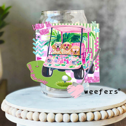 UV DTF Decal - Pink Dog Golf 16oz Libbey Glass Original Size Weefers