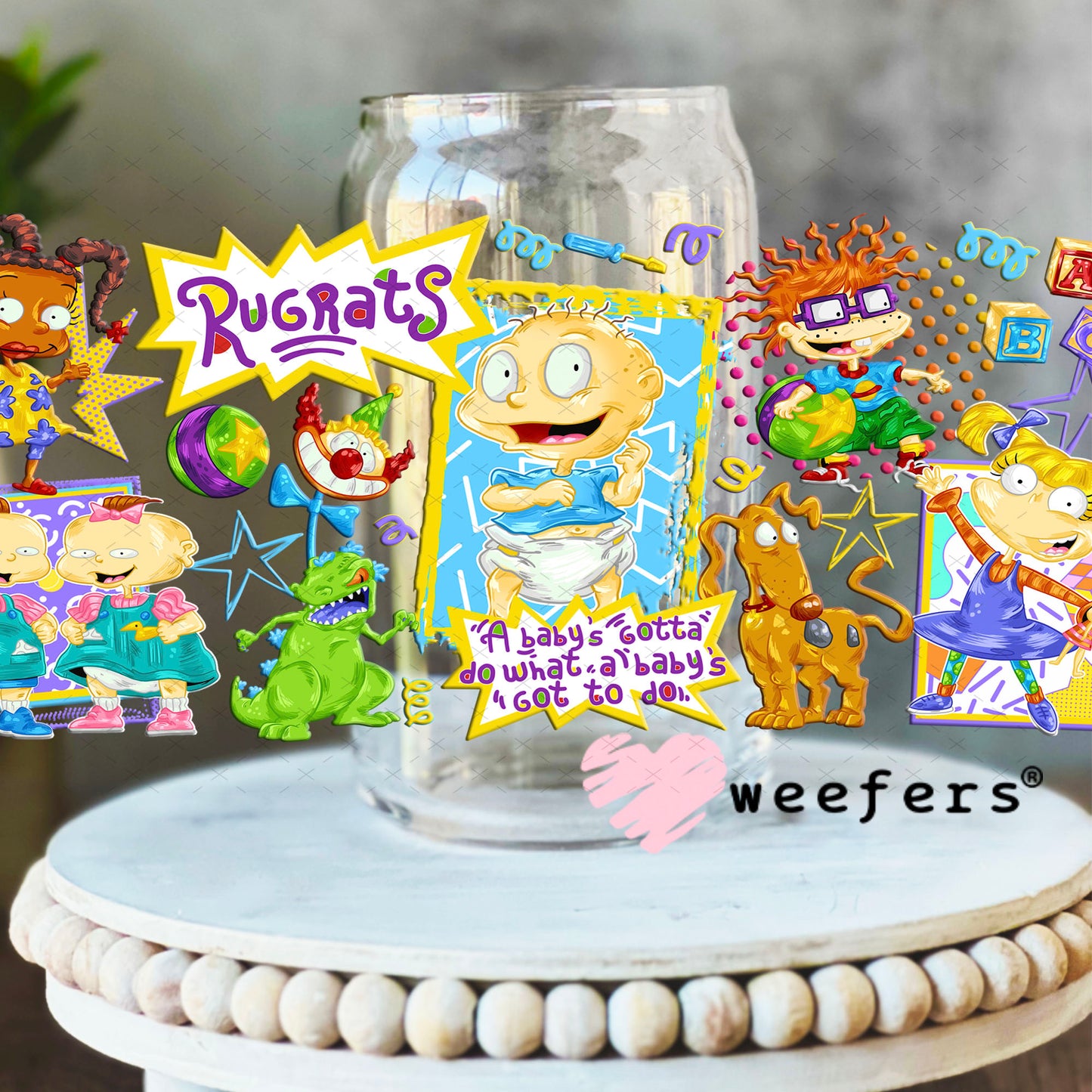 UV DTF Cup Wraps - Ruggy Rats 16oz Libbey Glass Original Size Weefers