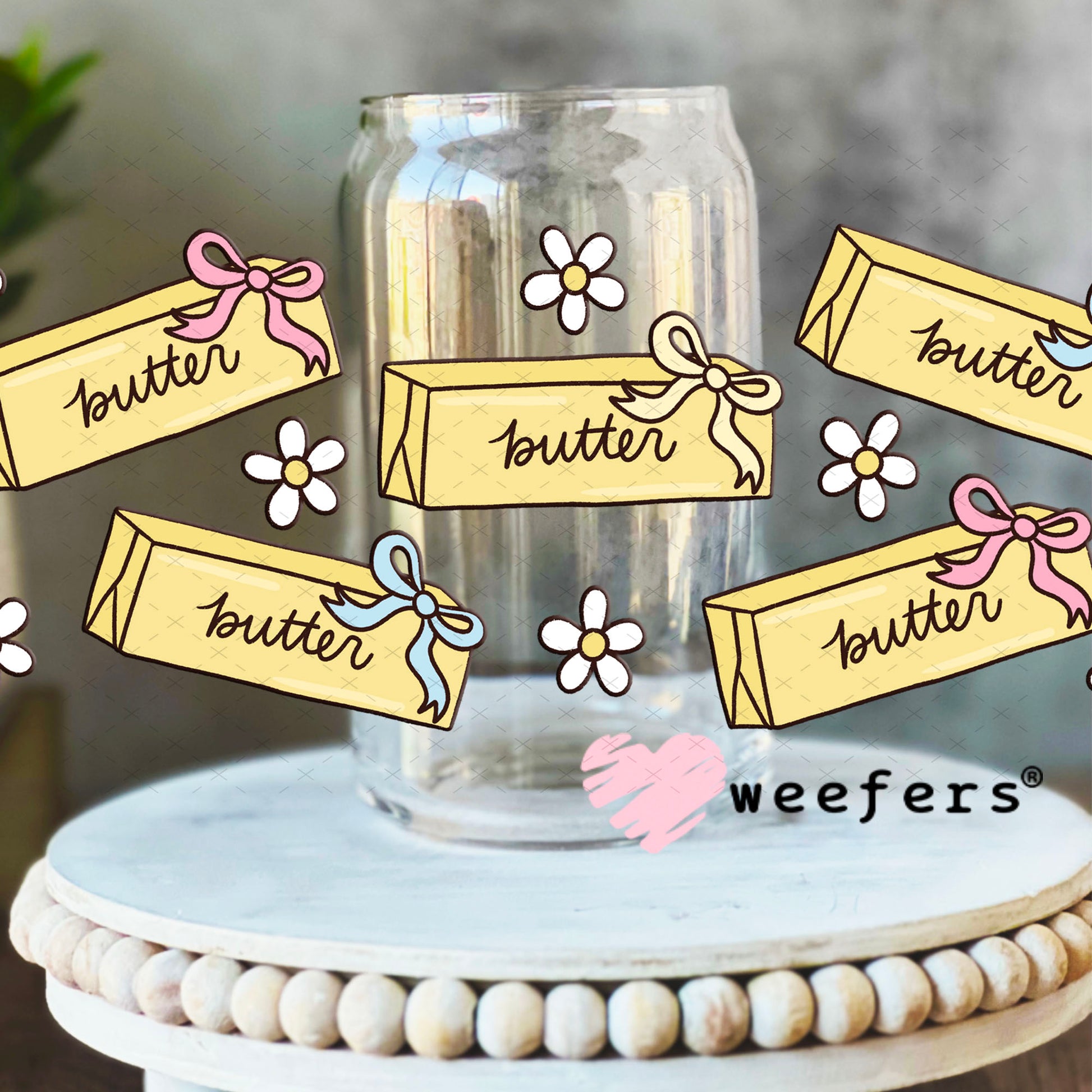 UV DTF Cup Wraps - Coquette Butter 16oz Libbey Glass Original Size Weefers