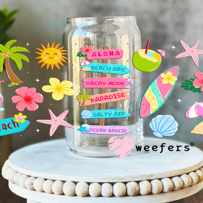 UV DTF Cup Wraps - Summer Beach Signs 16oz Libbey Glass Original Size Weefers