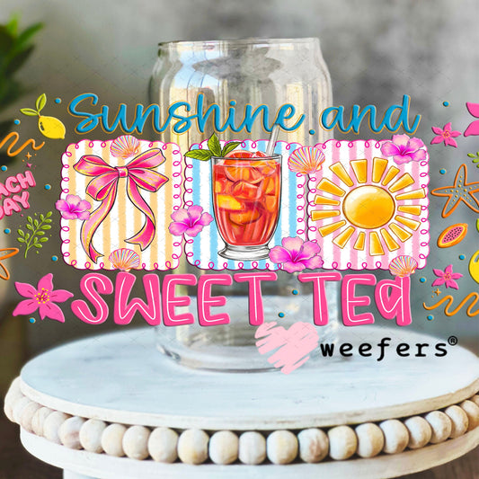 UV DTF Cup Wraps - Sunshine and Sweet Tea - Weefers Exclusive 16oz Libbey Glass Original Size Cup Wrap Weefers