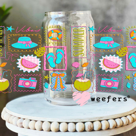 UV DTF Cup Wraps - Summer Vibes 16oz Libbey Glass Original Size Weefers