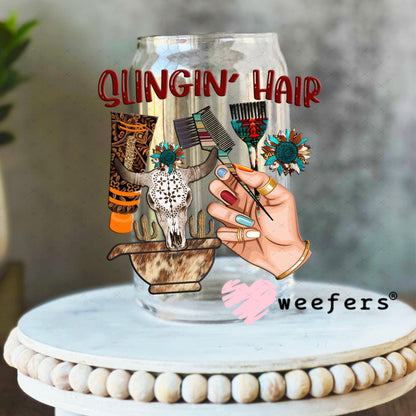 UV DTF Decal - Slingin' Hair Western 16oz Libbey Glass Original Size Weefers