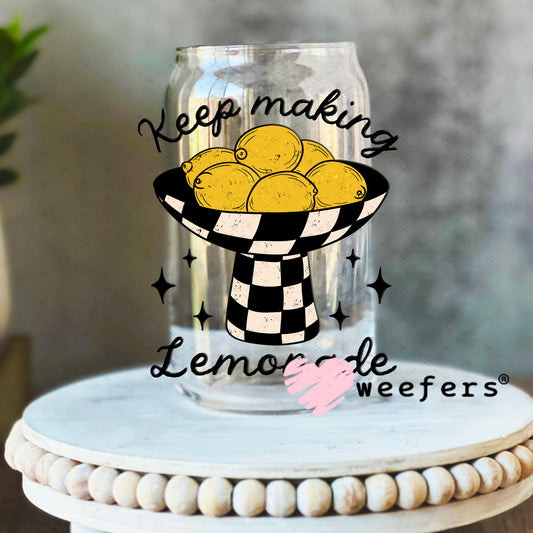 UV DTF Decal - Keep Making Lemonade 16oz Libbey Glass Original Size Weefers