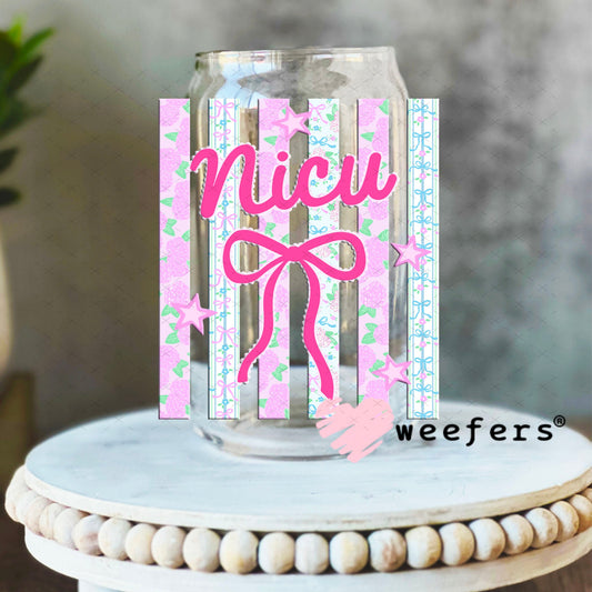 UV DTF Decal - NICU Coquette 16oz Libbey Glass Original Size Weefers