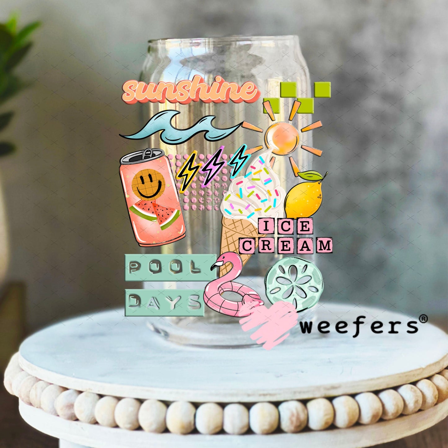 UV DTF Decal - Sunshine Ice Cream 16oz Libbey Glass Original Size Weefers