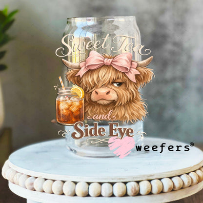 UV DTF Decal - Sweet Tea and Side Eye 16oz Libbey Glass Original Size Weefers