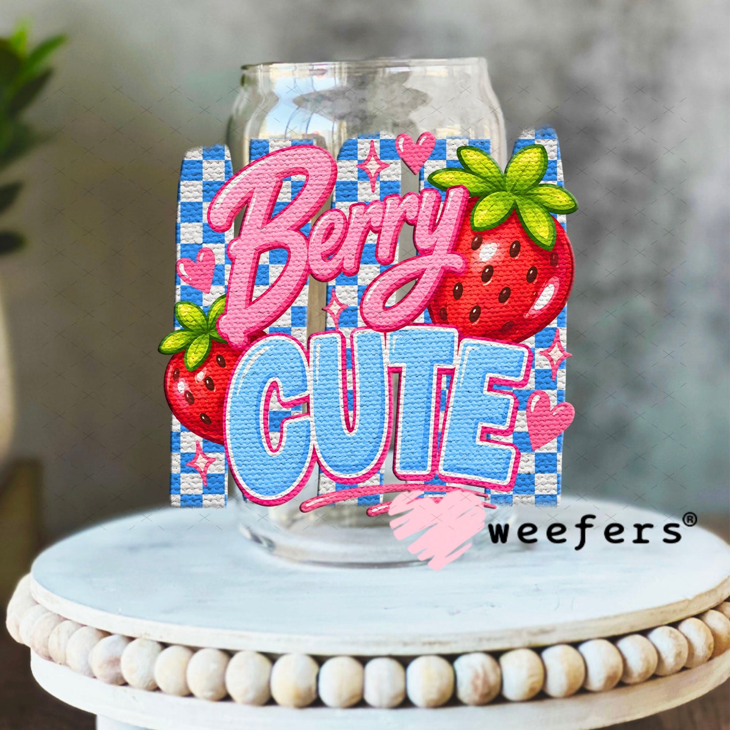 UV DTF Decal - Berry Cute 16oz Libbey Glass Original Size Weefers