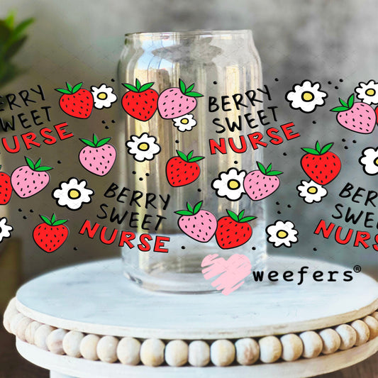 UV DTF Cup Wraps - Berry Sweet Nurse 16oz Libbey Glass Original Size Weefers