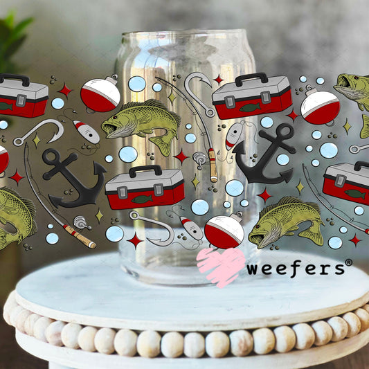 UV DTF Cup Wraps - Fishing Day 16oz Libbey Glass Original Size Weefers