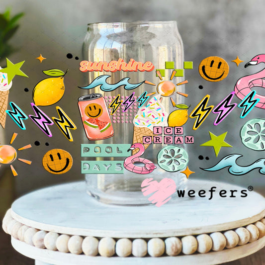 UV DTF Cup Wraps - Sunshine Ice Cream 16oz Libbey Glass Original Size Weefers