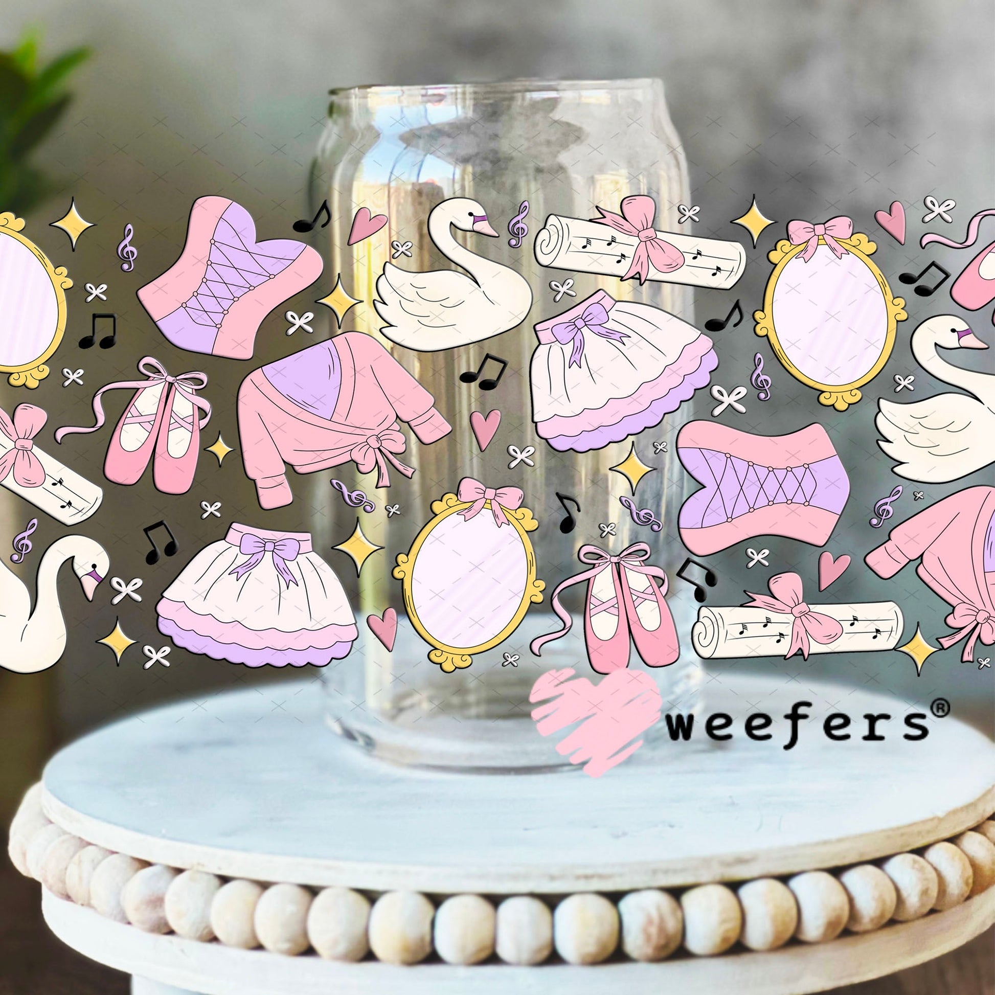 UV DTF Cup Wraps - Ballet Days 16oz Libbey Glass Original Size Weefers