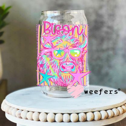 UV DTF Decal - Bison Colorful Mascot 16oz Libbey Glass Original Size Weefers