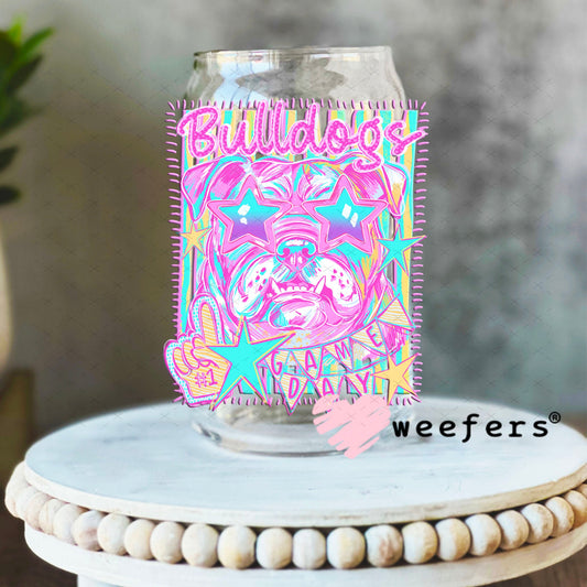 UV DTF Decal - Bulldogs Gameday Colorful Mascot 16oz Libbey Glass Original Size Weefers